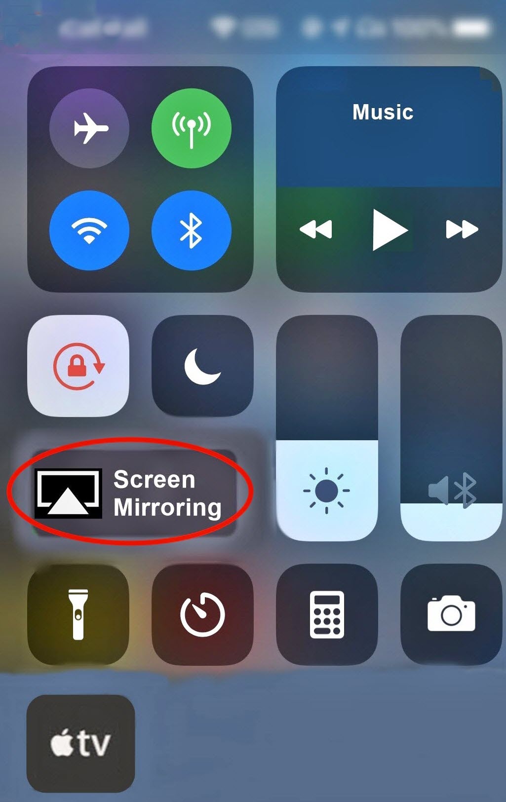 Image of iOS Screen Mirroring option