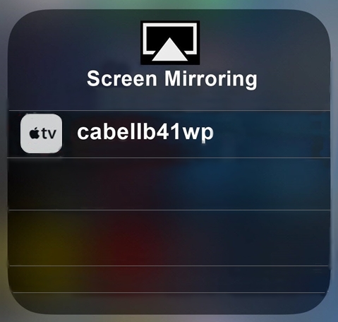 Image of the iOS Screen Mirroring option