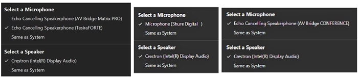 Image of microphone options menu